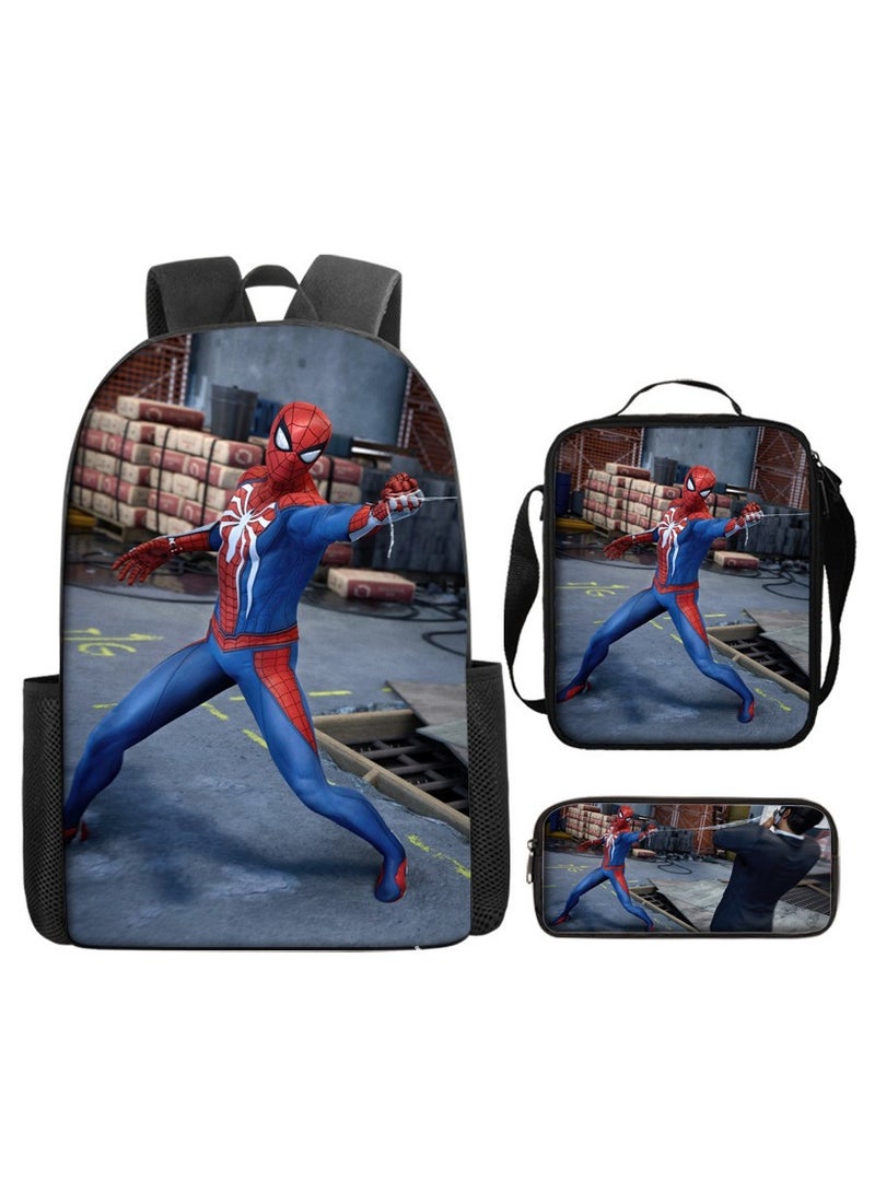 Naruto Spiderman Hero Cartoon Backpack Three-Piece Set 29*42*16cm