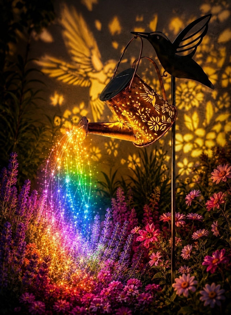 OUTON Solar Lanterns Outdoor Waterproof,Hummingbird Watering Can Garden Decor,Hanging Solar Path Lights Yard Art,Outside Patio Decorations Gardening Birthday Gifts for Mom Grandma Women - Image 4