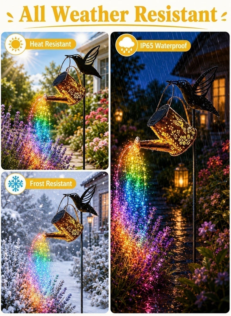 OUTON Solar Lanterns Outdoor Waterproof,Hummingbird Watering Can Garden Decor,Hanging Solar Path Lights Yard Art,Outside Patio Decorations Gardening Birthday Gifts for Mom Grandma Women - Image 5