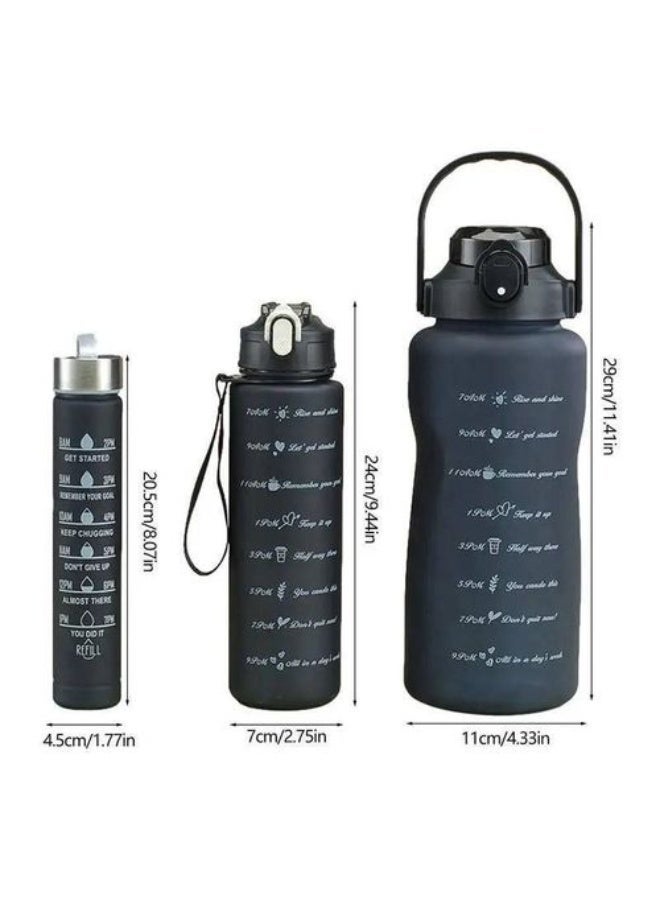 3-Piece Motivational Water Bottle Set – 2L, 900ml & 300ml BPA-Free Sports Bottles with Time Marker, Straw & Leakproof Lid – Gym, Office & Travel - Image 2