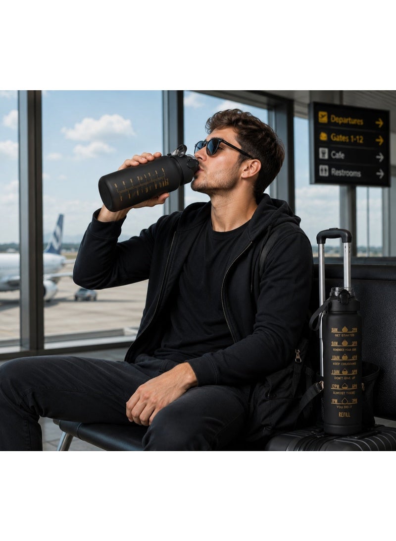 3-Piece Motivational Water Bottle Set – 2L, 900ml & 300ml BPA-Free Sports Bottles with Time Marker, Straw & Leakproof Lid – Gym, Office & Travel - Image 5