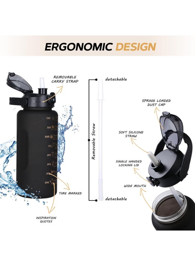 3-Piece Motivational Water Bottle Set – 2L, 900ml & 300ml BPA-Free Sports Bottles with Time Marker, Straw & Leakproof Lid – Gym, Office & Travel - Image 4