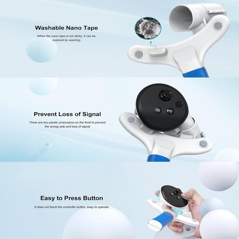 Aputue Vr Table Tennis Paddle, Controller Grip Accessory for Meta Quest 3, Right Hand Use, Realistic Balance, Anti Slip PU Leather Cover, Easy Installation, Secure Dual Lock with Nano Tape - Image 2