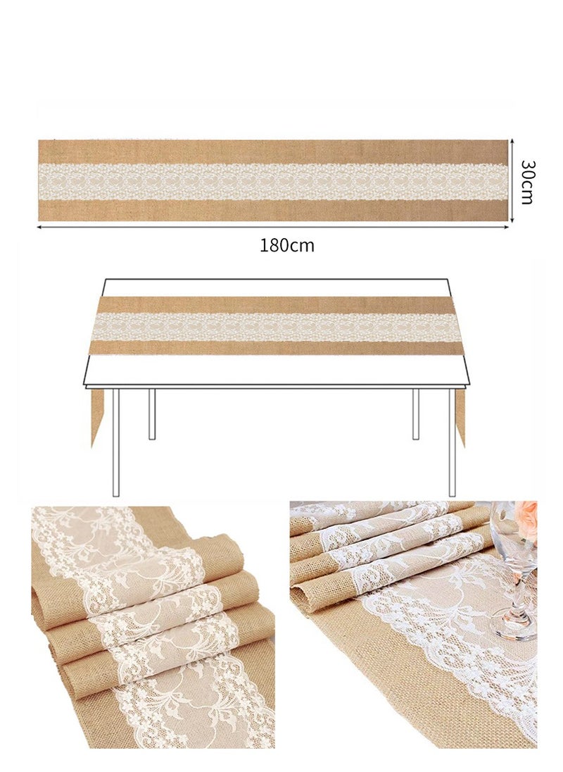 بيروي منديل طاولة محبوك من القنب، 180x30 سم، منديل طاولة من الدانتيل للزفاف، يوم عيد الشكر، تزيين مناديل طاولة لحفلات الزفاف وتجديد الولادة، زفاف، مقهى، تزيين للحفلات.  - Image 2