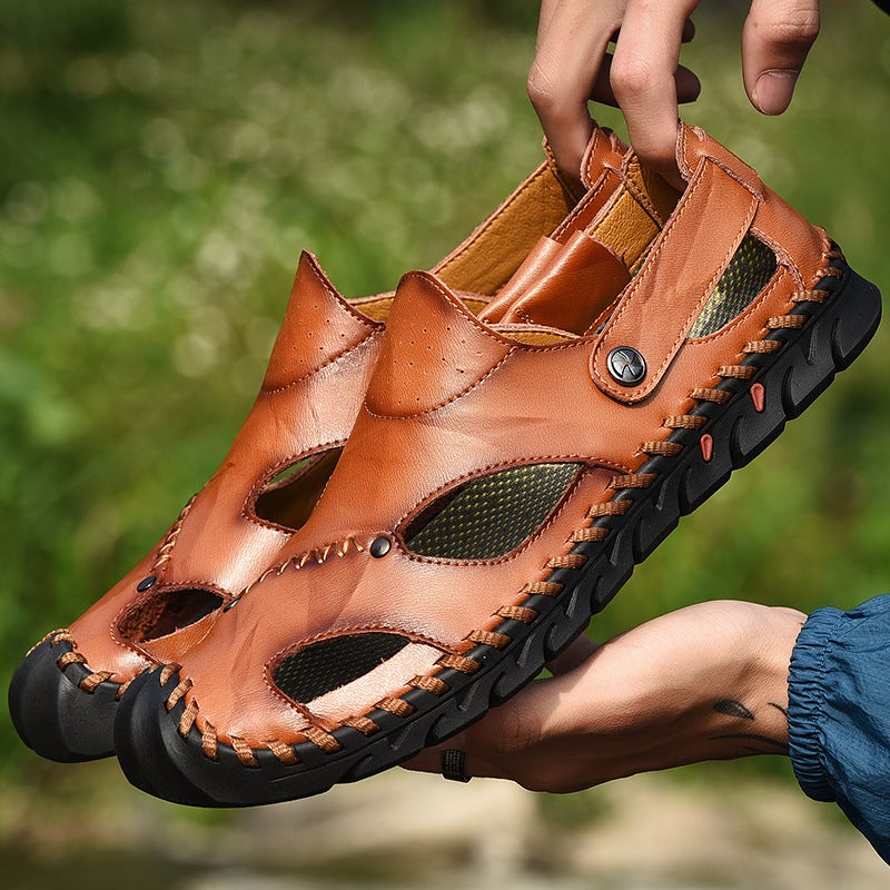 Summer Korean Style Casual Sandals Men'S Large Size Hollow Outdoor Beach Shoes Men'S Fashionable Men'S Sewing Men'S Shoes - Image 3