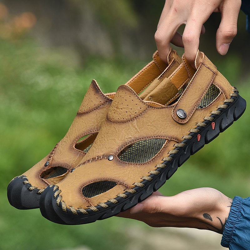 Summer Korean Style Casual Sandals Men'S Large Size Hollow Outdoor Beach Shoes Men'S Fashionable Men'S Sewing Men'S Shoes - Image 1