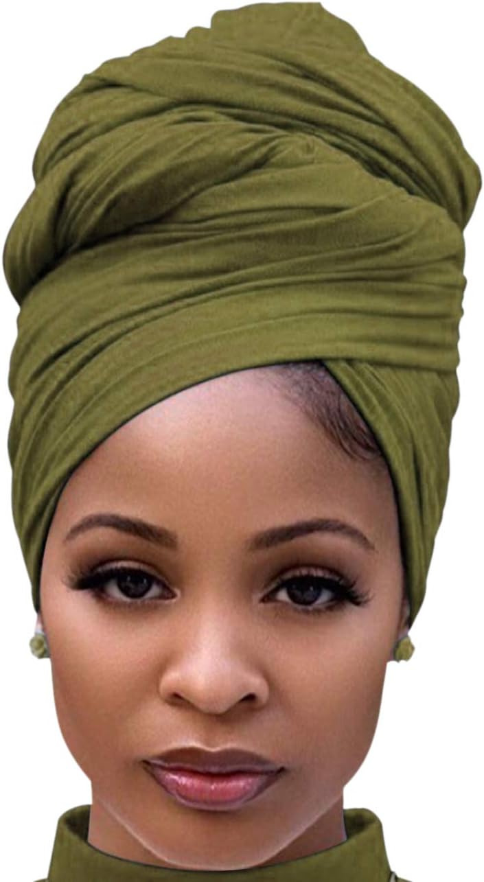 Harewom Head Wraps for Black Women Stretch Head Scarf Long African Hair Wraps Turban Headwraps Jersey Headbands - Image 1