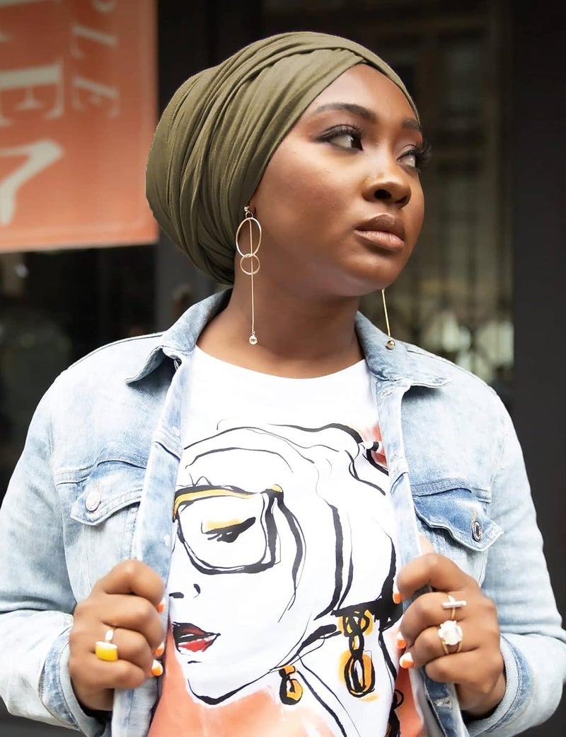 Harewom Head Wraps for Black Women Stretch Head Scarf Long African Hair Wraps Turban Headwraps Jersey Headbands - Image 5