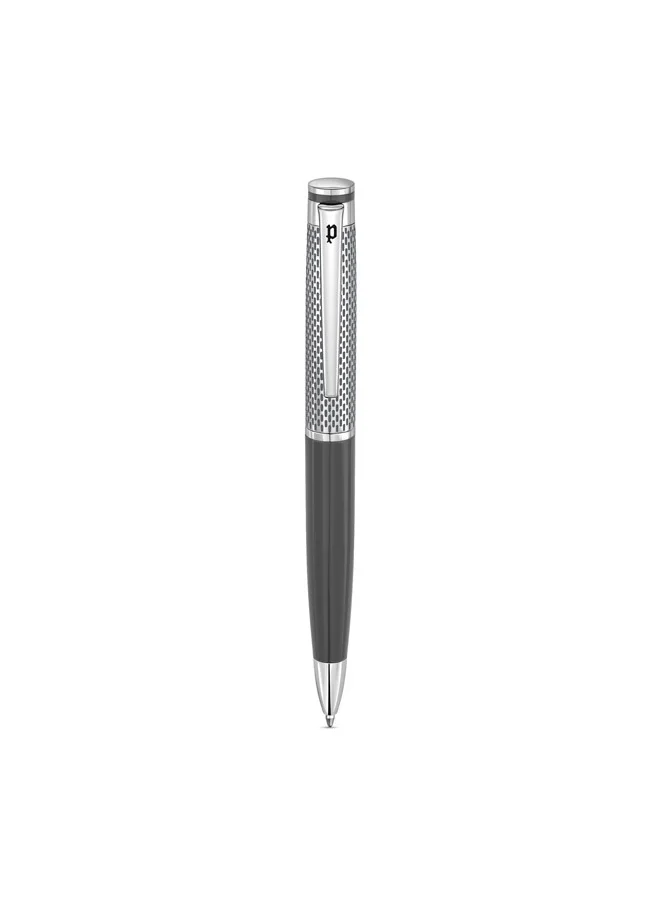 بوليس Platino.2 Gents Grey & Silver Medium Drill Point Writing Instrument, Firm Grip, Blue Ink