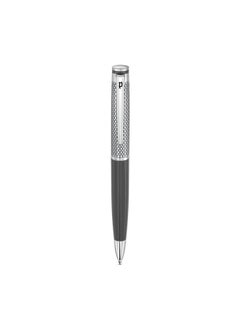 POLICE Platino.2 Gents Grey & Silver Medium Drill Point Writing Instrument, Firm Grip, Blue Ink  - Image 1