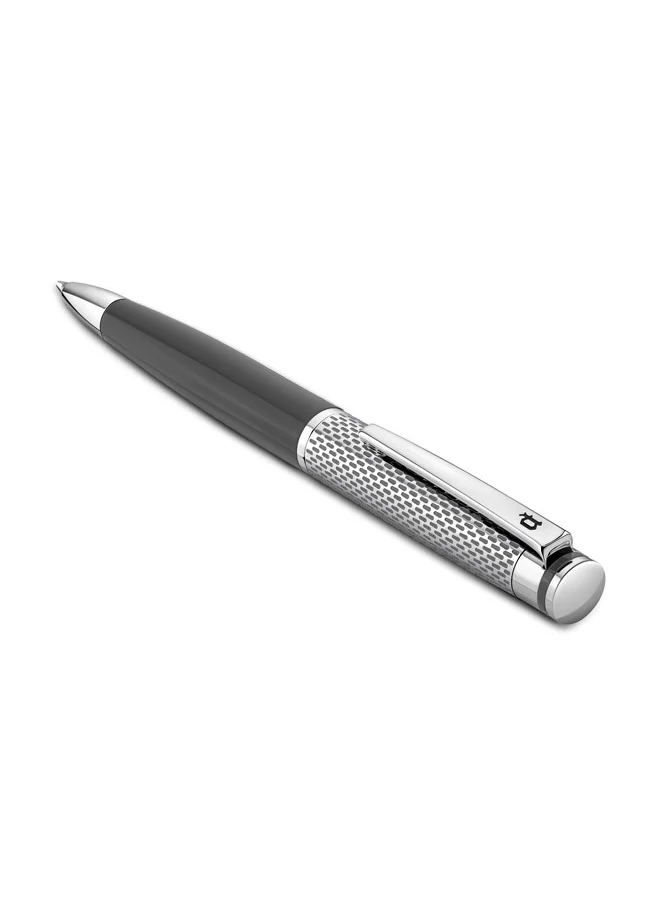 POLICE Platino.2 Gents Grey & Silver Medium Drill Point Writing Instrument, Firm Grip, Blue Ink