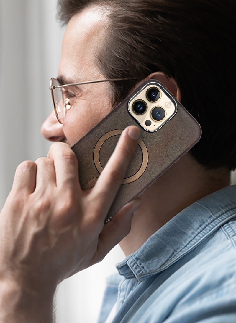 CATANES 3 Pack of PU Leather Case for Apple iPhone 13 Pro Max Compatible with Magsafe, Shockproof Drop Proof Protective Slim Case Brown - Image 4