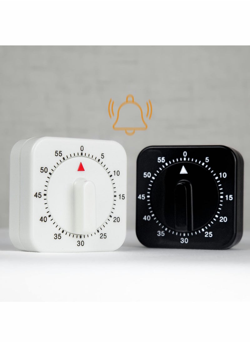 Y&D - 60 Minute Kitchen Timer, 2 Pcs 1 Hour Square Mechanical Timer - Image 1