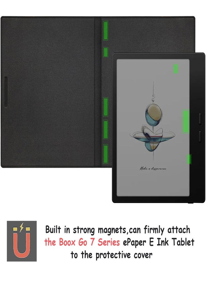 GOVTVA جراب GOVTVA المغناطيسي المصنوع من الجلد لجهاز Boox Go 7 Onyx مقاس 7 بوصات / Boox Tablet Go Color 7 (الجيل الثاني / الجيل الأول 2025 / 2024) / Boox Page غطاء فائق النحافة وخفيف الوزن مع خاصية التشغيل/الإيقاف التلقائي وإغلاق مغناطيسي (قماش أسود) - Image 3