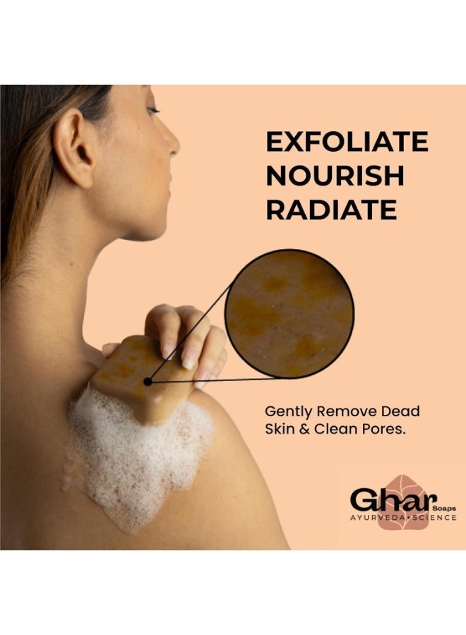 Ghar Soaps Sandalwood & Saffron Organic Soaps For Bath (300 Gms Pack Of 3) | Paraben Free | Chandan & Kesar Bath Soap | Handmade Magic Soaps For Glowing | Skin Brightening Soap For Men & Women - Image 2