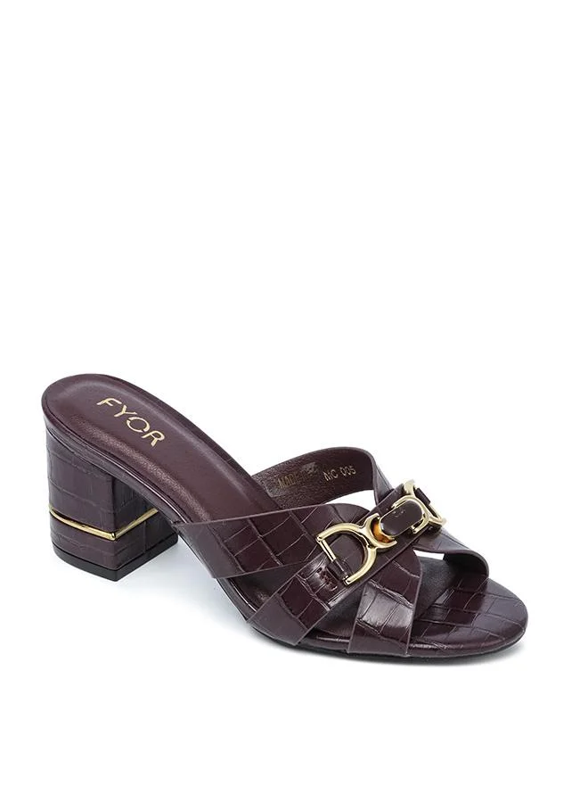 FYOR Stylish Croc-Embossed Block Mule MC 005