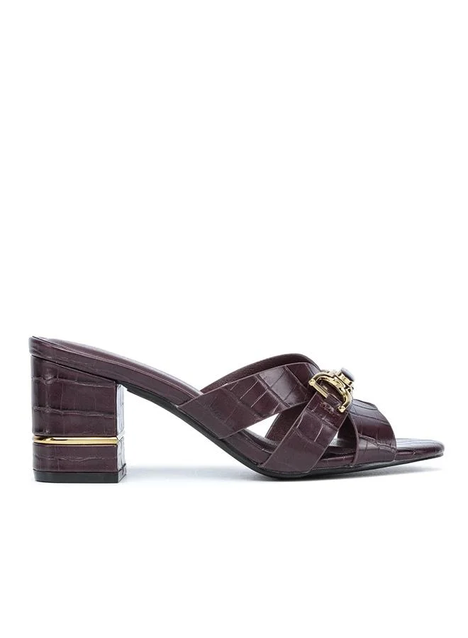 FYOR Stylish Croc-Embossed Block Mule MC 005