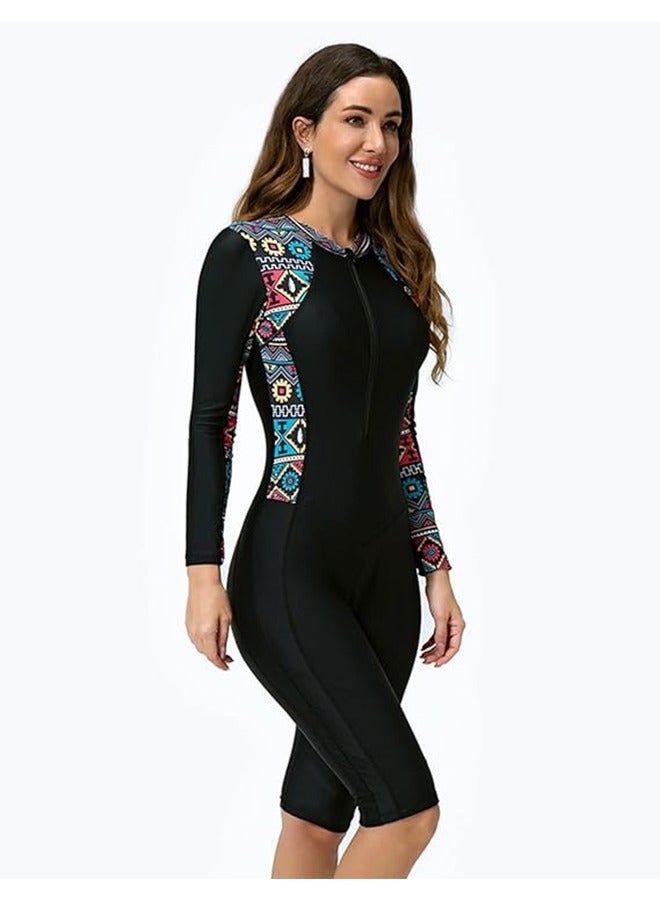 Sthxyfaith Womens One Piece Long Sleeve Rash Guard Knee High Bathing Suits Swimsuit Sport Surfing Wear Athletic Swimwear - Image 5