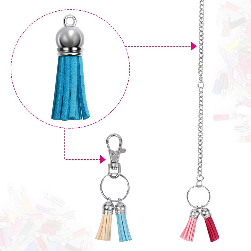 Paxcoo 120Pcs Keychain Tassels - Colorful Acrylic Keychain Blanks with Rings for DIY Craft Projects - Image 5