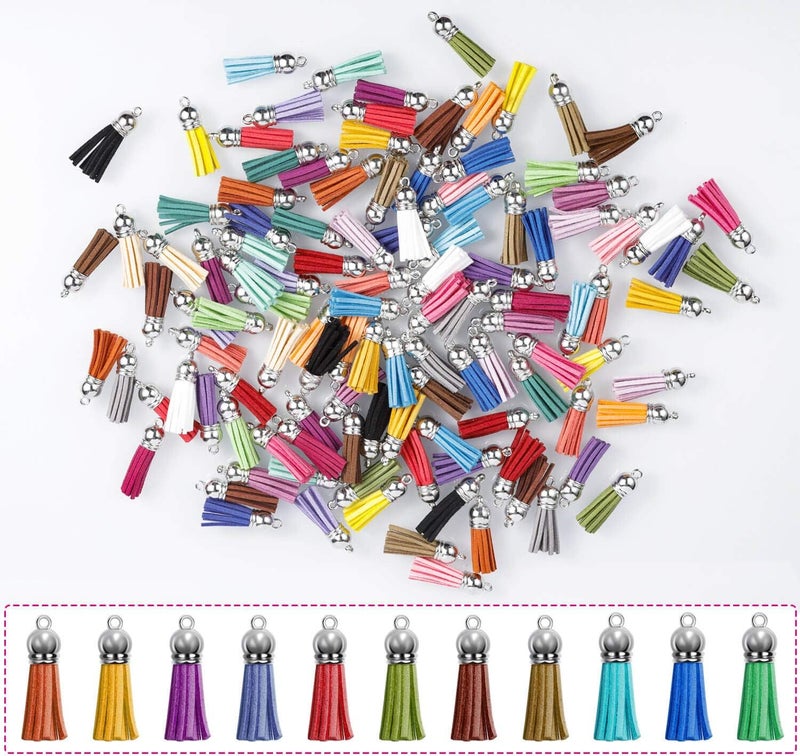 Paxcoo 120Pcs Keychain Tassels - Colorful Acrylic Keychain Blanks with Rings for DIY Craft Projects - Image 4