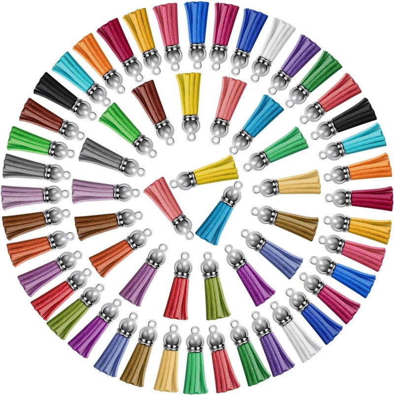 Paxcoo 120Pcs Keychain Tassels - Colorful Acrylic Keychain Blanks with Rings for DIY Craft Projects - Image 2