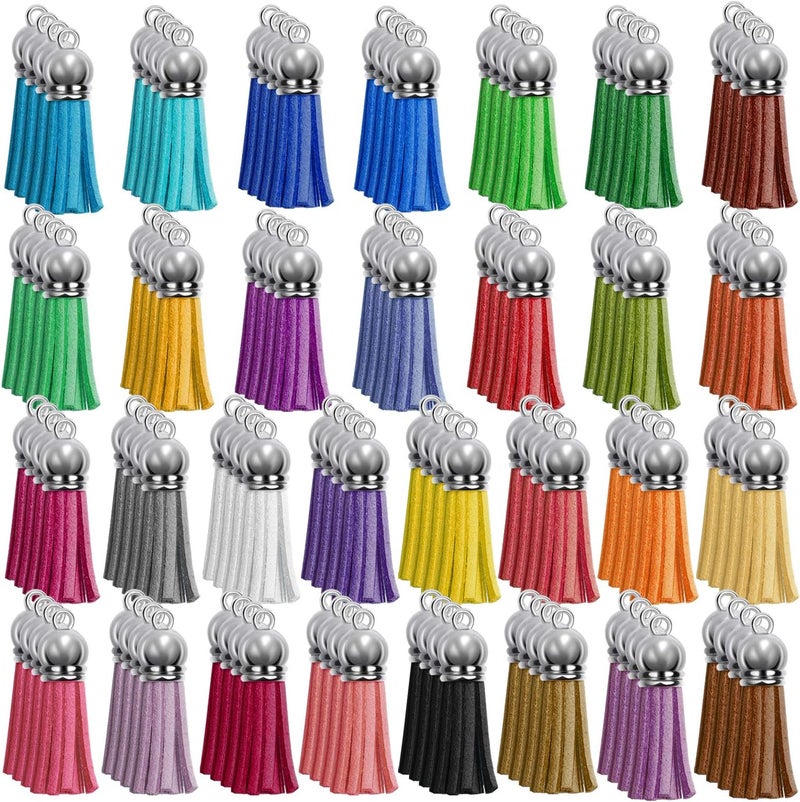 Paxcoo 120Pcs Keychain Tassels - Colorful Acrylic Keychain Blanks with Rings for DIY Craft Projects - Image 1