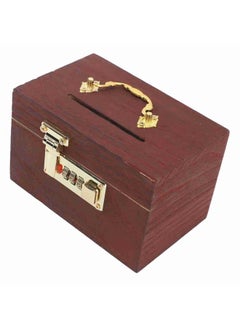 Thoraya Locking Wooden Money Storage Box with Password Lock Vintage Wooden Treasure Chest Currency Money Cash Storage Box with Handle Without Hemmed Edges  - Image 4