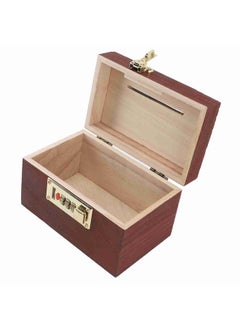 Thoraya Locking Wooden Money Storage Box with Password Lock Vintage Wooden Treasure Chest Currency Money Cash Storage Box with Handle Without Hemmed Edges  - Image 2
