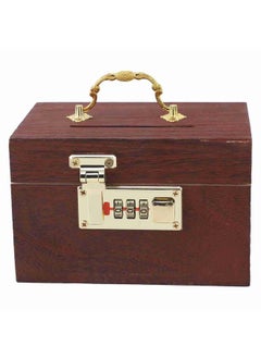 Thoraya Locking Wooden Money Storage Box with Password Lock Vintage Wooden Treasure Chest Currency Money Cash Storage Box with Handle Without Hemmed Edges  - Image 1
