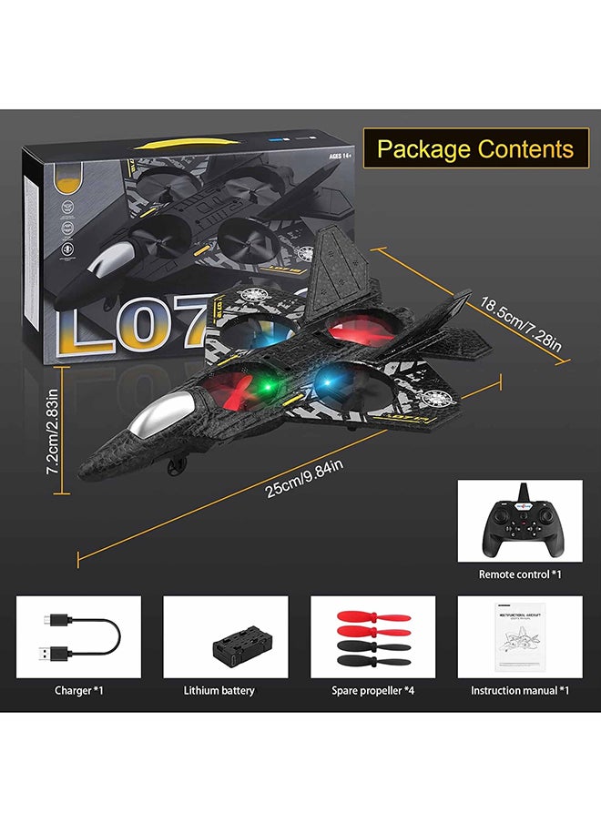 RC Aeroplane 2.4GHz Remote Control Quadcopter Floating Fighter Plane – RTF Airplane Toy With Colored Lights And USB Charging, Ideal For Beginners, Kids, And Adults