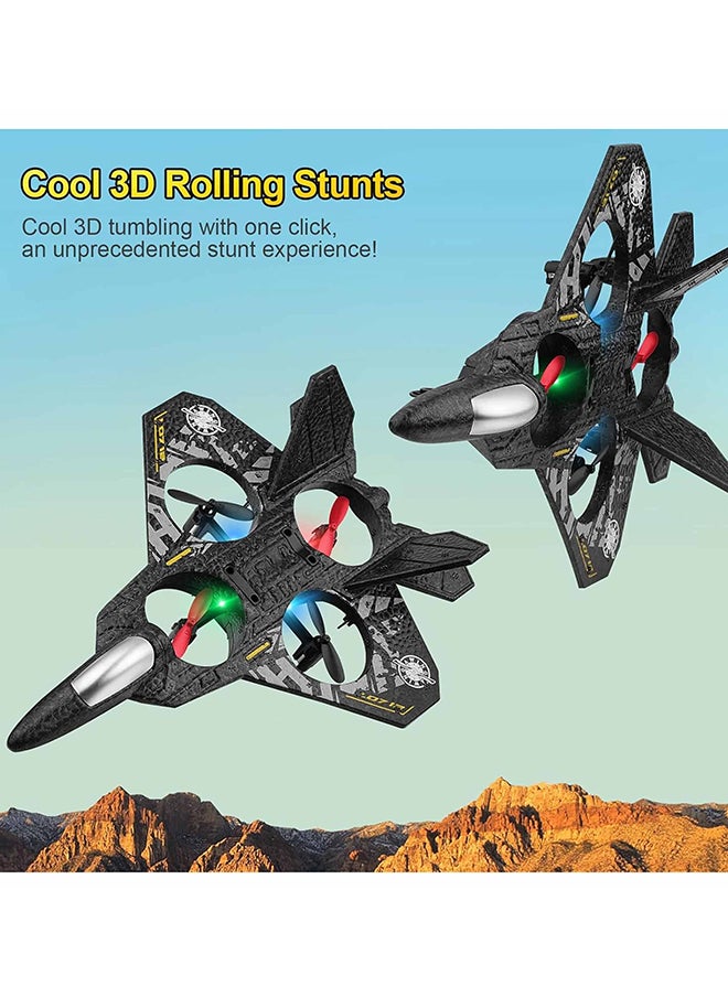 RC Aeroplane 2.4GHz Remote Control Quadcopter Floating Fighter Plane – RTF Airplane Toy With Colored Lights And USB Charging, Ideal For Beginners, Kids, And Adults
