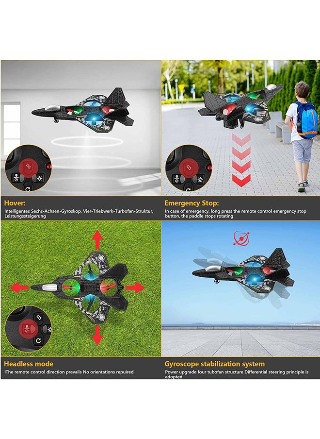 RC Aeroplane 2.4GHz Remote Control Quadcopter Floating Fighter Plane – RTF Airplane Toy With Colored Lights And USB Charging, Ideal For Beginners, Kids, And Adults