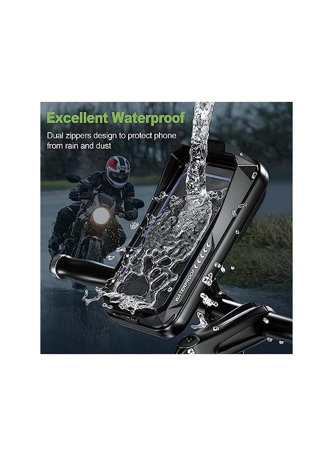 erorex Motorcycle Phone Mount Waterproof 360° Rotatable Motorbike Phone Holder with Touch Screen Sun Visor Anti-Shake Motorcycle Mirror Phone Holder Moped Phone Mount for Phone up to 7.0'' (Black)  - Image 2