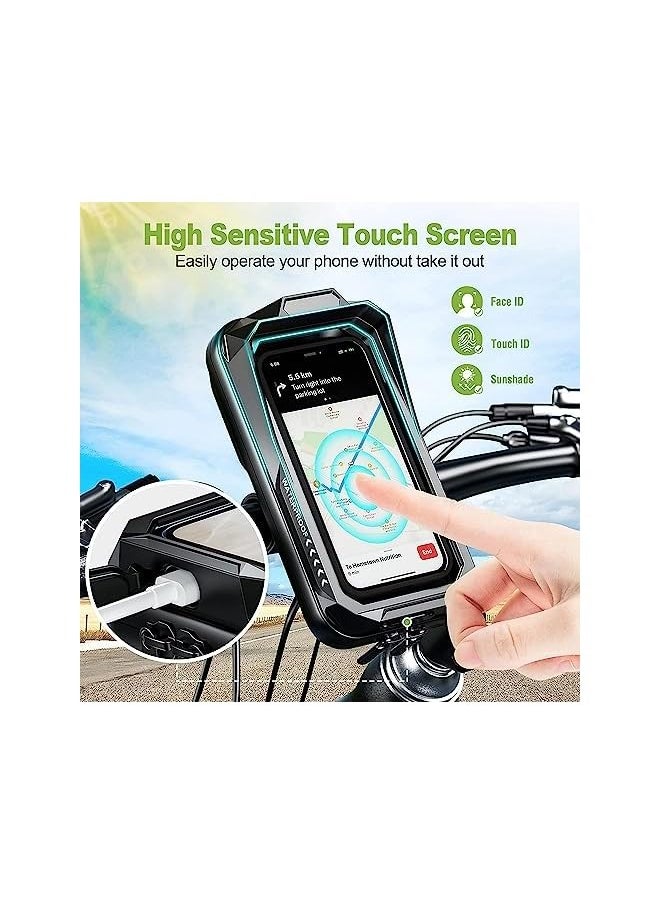 erorex Motorcycle Phone Mount Waterproof 360° Rotatable Motorbike Phone Holder with Touch Screen Sun Visor Anti-Shake Motorcycle Mirror Phone Holder Moped Phone Mount for Phone up to 7.0'' (Black)  - Image 3