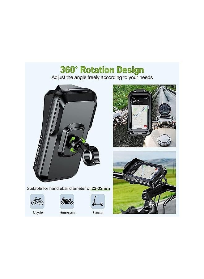 erorex Motorcycle Phone Mount Waterproof 360° Rotatable Motorbike Phone Holder with Touch Screen Sun Visor Anti-Shake Motorcycle Mirror Phone Holder Moped Phone Mount for Phone up to 7.0'' (Black)  - Image 4