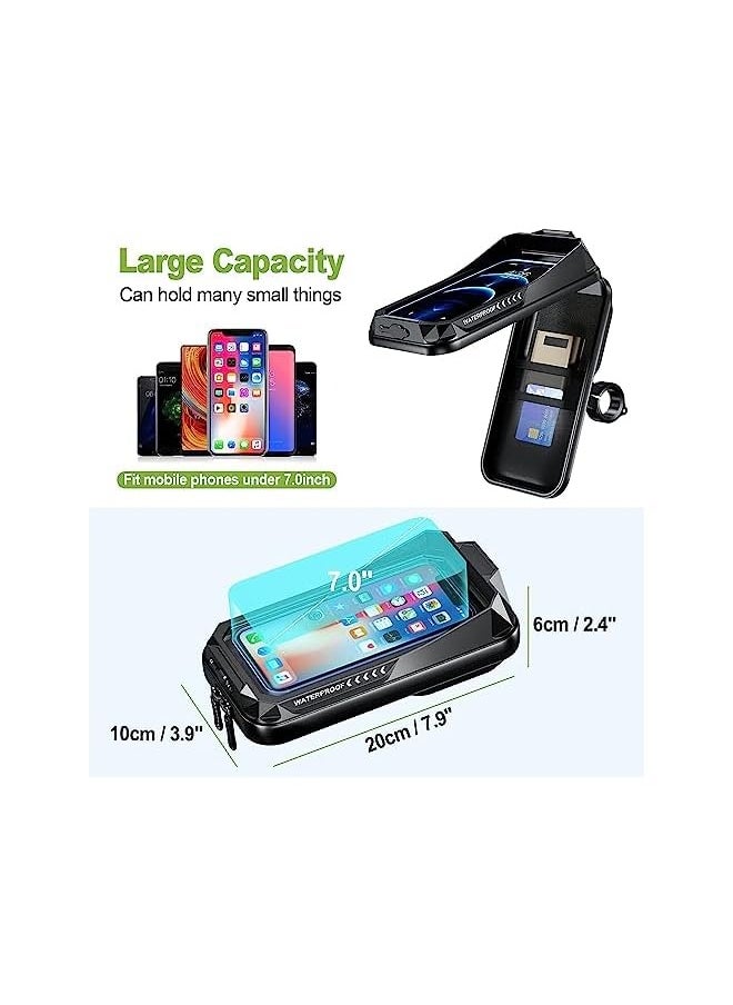 erorex Motorcycle Phone Mount Waterproof 360° Rotatable Motorbike Phone Holder with Touch Screen Sun Visor Anti-Shake Motorcycle Mirror Phone Holder Moped Phone Mount for Phone up to 7.0'' (Black)  - Image 5