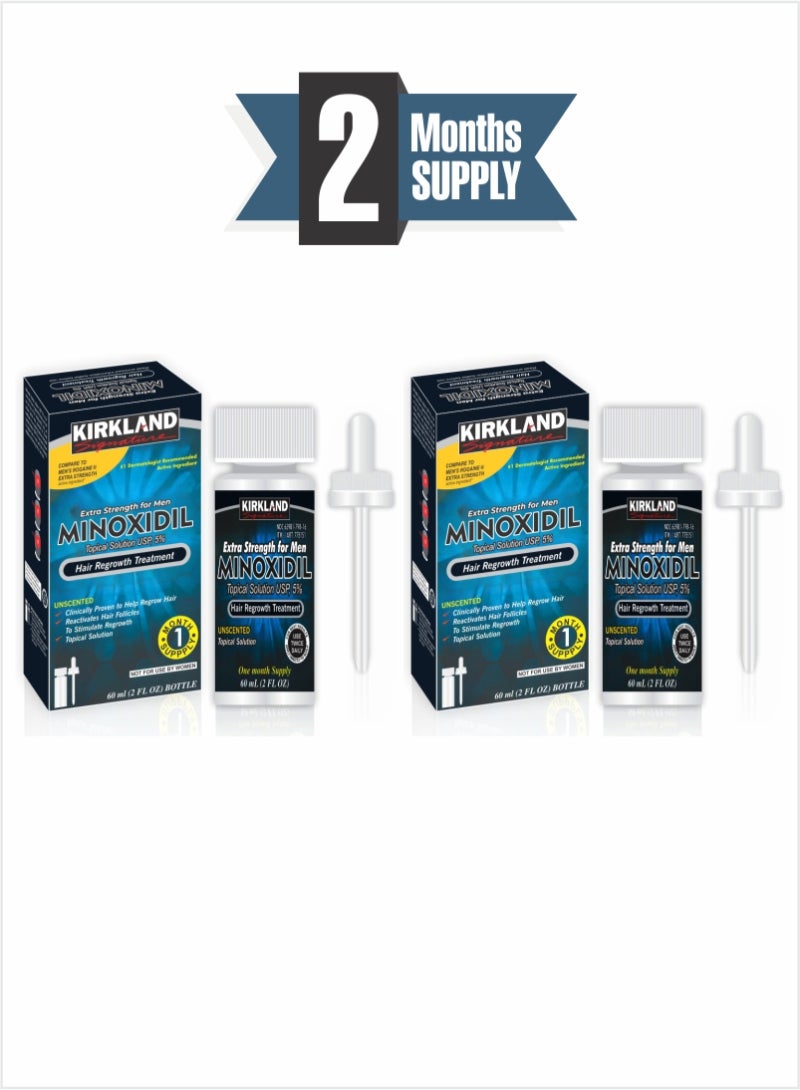 Kirkland Signature Minoxidil Hair Growth Solution USP 5%: Proven Solution for Men Pack of 2 