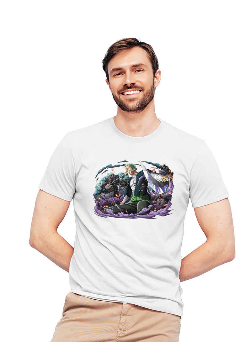 Fashion World Cotton T-shirt Printed with High-quality Anime One piece Roronoa Zoro - Image 1