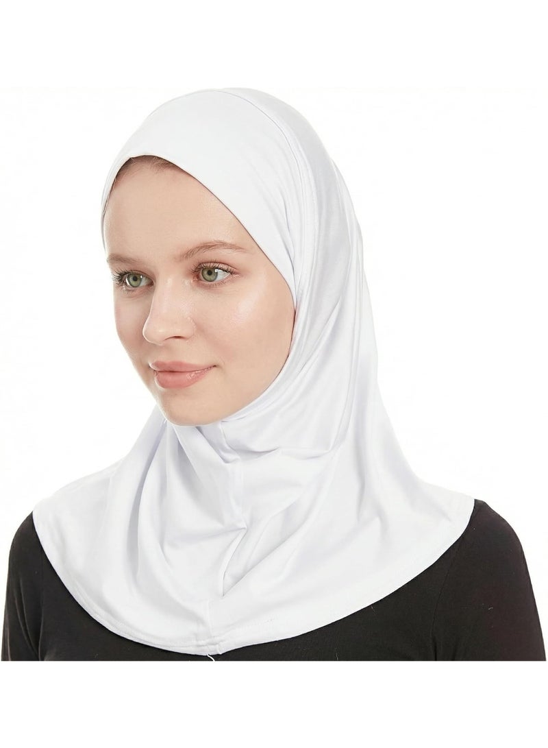 2 Pack White Chin Wrap Hijab Undercap, Milk Silk Inner Under Scarf, Breathable Quick Dry Muslim Daily Hijab Hat, UV Protection Stretch Wind Dust Resistant Hijab Cap - Image 4