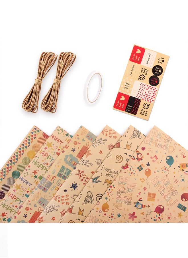Zeemey 6 Sheets Gift Wrapping Paper With Accessories,Holiday Gift Wrapping Paper,Birthday Gift Box Gift Wrapping DIY, Gift Wrapping Paper for Birthday, Holiday, Wedding, Party,Kids Gift Wrapping (70cmX50cm)  - Image 1