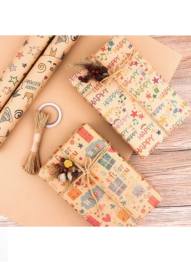 Zeemey 6 Sheets Gift Wrapping Paper With Accessories,Holiday Gift Wrapping Paper,Birthday Gift Box Gift Wrapping DIY, Gift Wrapping Paper for Birthday, Holiday, Wedding, Party,Kids Gift Wrapping (70cmX50cm)  - Image 4