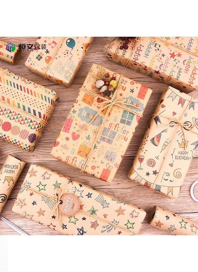 Zeemey 6 Sheets Gift Wrapping Paper With Accessories,Holiday Gift Wrapping Paper,Birthday Gift Box Gift Wrapping DIY, Gift Wrapping Paper for Birthday, Holiday, Wedding, Party,Kids Gift Wrapping (70cmX50cm)  - Image 2