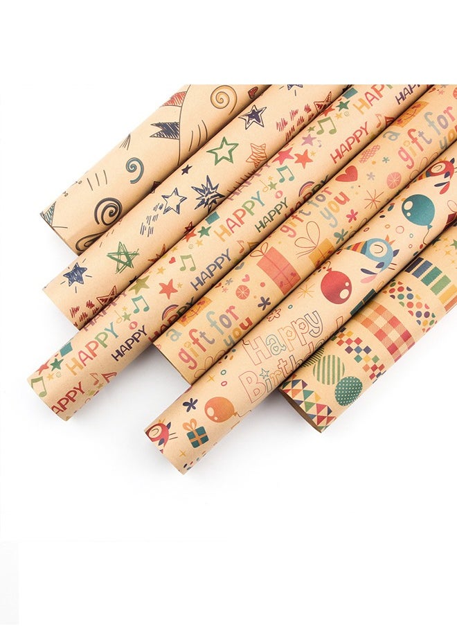 Zeemey 6 Sheets Gift Wrapping Paper With Accessories,Holiday Gift Wrapping Paper,Birthday Gift Box Gift Wrapping DIY, Gift Wrapping Paper for Birthday, Holiday, Wedding, Party,Kids Gift Wrapping (70cmX50cm)  - Image 3