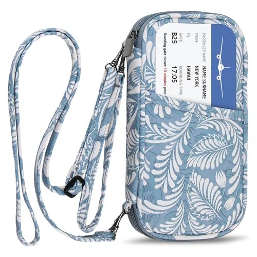 jiemei RFID Family Passport Wallet Holder Waterproof, Travel Document Organizer Credit Card Clutch Bag for Men Women (RFID Leaf) - Image 1