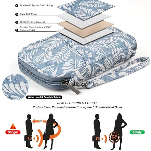 jiemei RFID Family Passport Wallet Holder Waterproof, Travel Document Organizer Credit Card Clutch Bag for Men Women (RFID Leaf) - Image 5