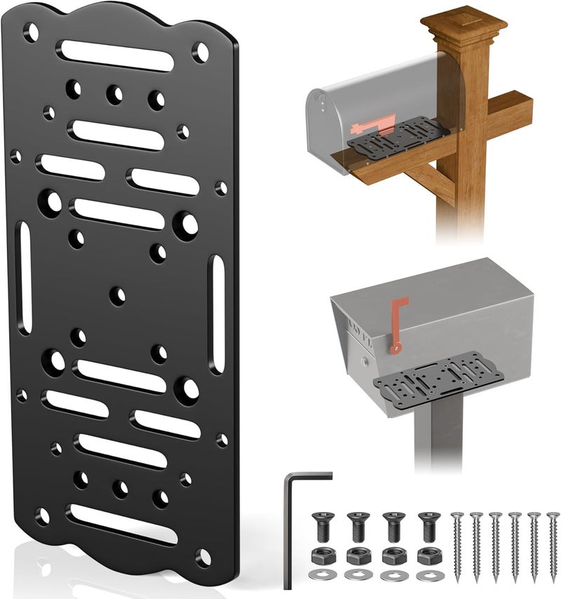 Dabolang Metal Mailbox Mounting Bracket,Post Mount Mailboxes Board,Mailbox Bracket for 4x4 Wood or Hollow Posts,Mailbox Mounting Plate For Most Post-Mounted Mailboxes with Mounting Holes at the Bottom - Image 1