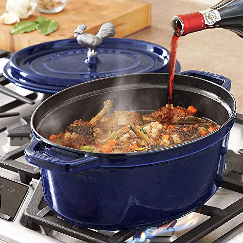 Staub Cast Iron Roaster/Cocotte, Oval 31 cm, 5.5 L, Dark Blue - Image 4