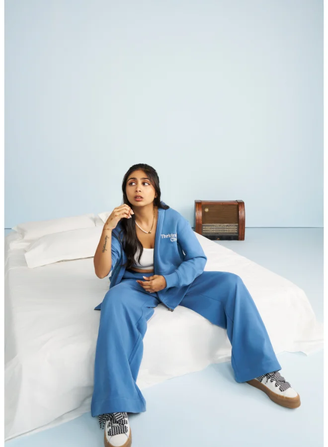 نسيسيرا Cloudy Blue Terry Wide Leg Lounge Pants