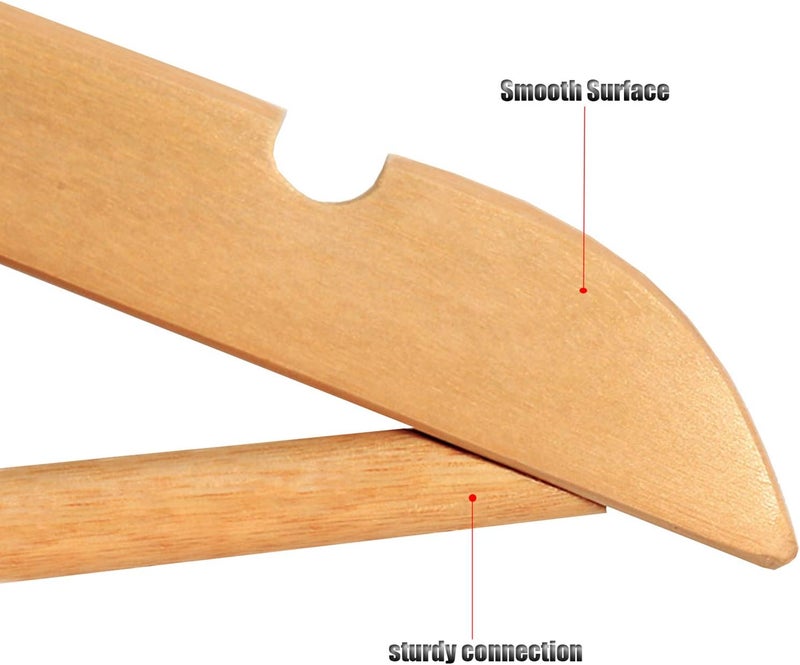 OOTORI Solid Wood Coat Hangers, Non-Slip Cloth Hangers with Notches & 360° Swivel Hook (16 Pack)… - Image 4