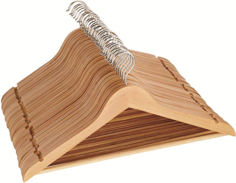 OOTORI Solid Wood Coat Hangers, Non-Slip Cloth Hangers with Notches & 360° Swivel Hook (16 Pack)… - Image 1
